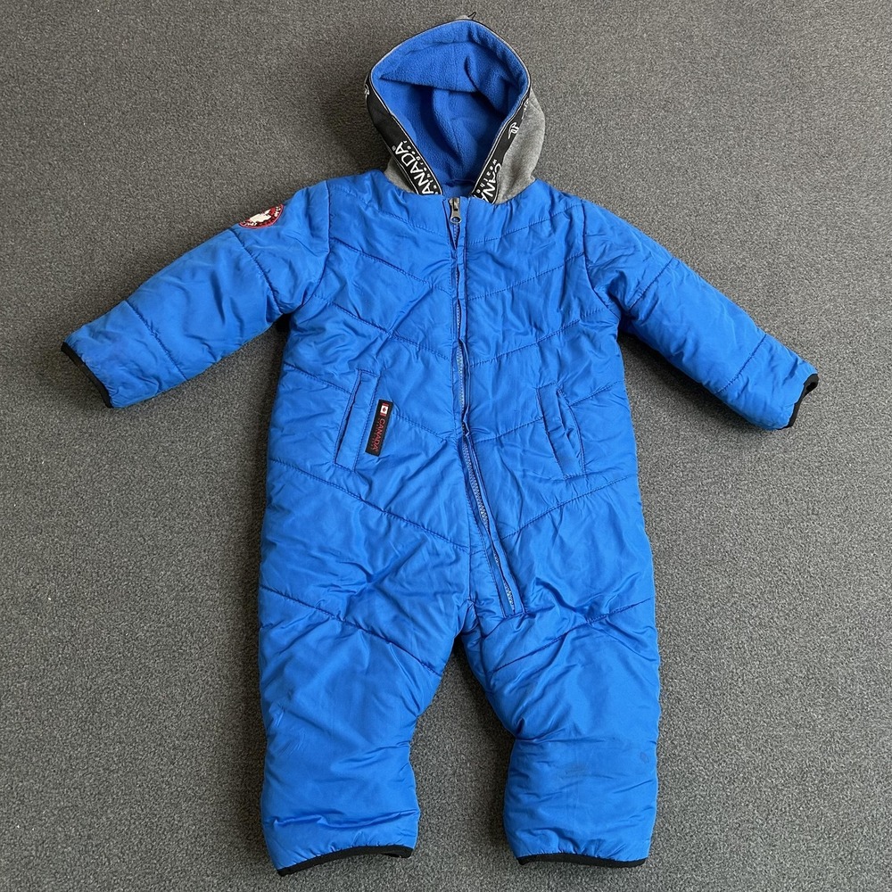 Canada Weathergear Snowsuit Baby Boys 18M Blue Hooded Fleece Lined Winter
